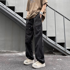 港风夏款男裤网眼抽绳束脚冲锋裤长裤h852P40，男装休闲裤，星座1013-1