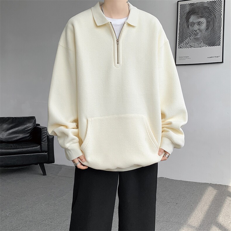 8XL-M半拉链翻领卫衣男秋冬加绒加厚大码长袖套头衫外套WY003P50,男装卫衣,电商B312