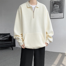 8XL-M半拉链翻领卫衣男秋冬加绒加厚大码长袖套头衫外套WY003P50，男装卫衣，电商B312