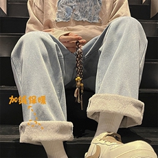 23冬季加绒加厚印花宽松直筒牛仔裤N360P40加绒P50，男装牛仔裤，星座712