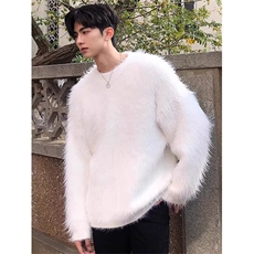 H2307-P532025秋冬纯色水貂绒长袖毛衣男女圆领套头加厚保暖，男装针织衫/毛衣，电商B323A