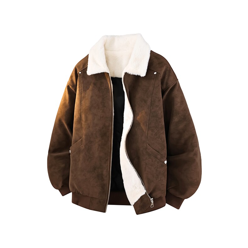 冬季新款美拉德毛领雾面PU皮棉服加绒加厚情侣棉衣PY5863P80,男装棉衣,电商A128
