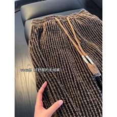 老钱风金丝绒面裤子男春秋肌理感直筒裤美式复古休闲裤LCK144-P64，男装休闲裤，星座1008