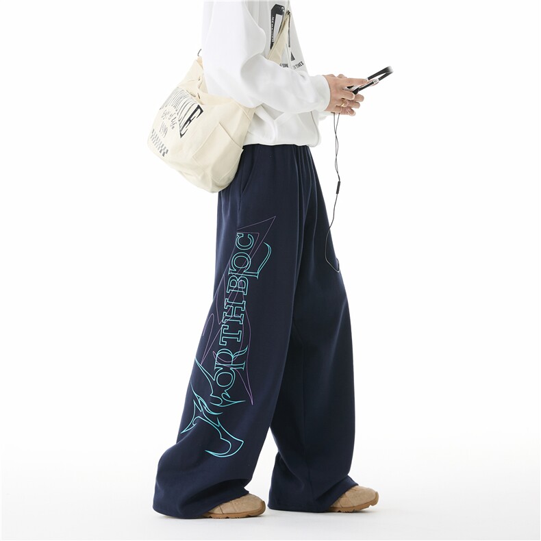 抖音品质美式潮流字母印花设计感宽松卫裤B315-K25815-特p40控78,男装休闲裤,电商B315