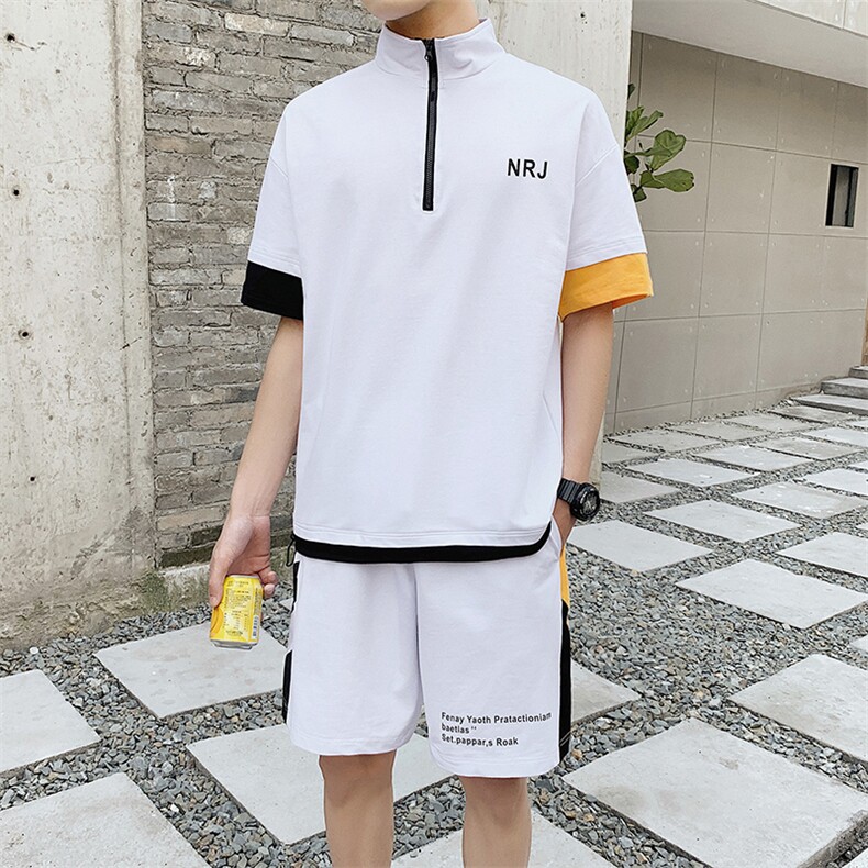 运动套装男2021新款短袖t恤男装韩版潮流夏天休闲两件套DS783T,男装T恤,电商A102