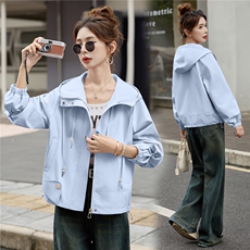 档口现货2025新款女装秋装休闲风衣外套女学生，女装短外套，靓星雨