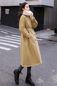 棉衣/棉服2020冬季中长款时尚气质优雅百搭韩版纯色风衣简约收腰图片