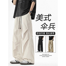 美式潮牌伞兵裤子男2025夏季新款冰丝工装TP11：21：49.9，男装休闲裤，星座718-1