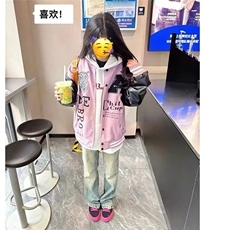 春秋季美式复古撞色pu拼皮棒球服外套潮牌宽松刺绣飞行员夹克，男装夹克，星座506A
