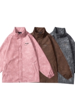 白底立领PU皮复古做旧面料金属装饰设计夹克男JK77758P90控128，男装夹克，星座227-7