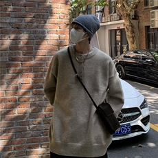 黑色美式复古亨利领毛衣男秋冬款慵懒风高级感针织衫cleanfit外套，男装针织衫/毛衣，星座601-1