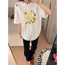 网图有货美式嘻哈图章刺绣短袖T恤男女情侣宽松上衣A609-P35，男装T恤，星座1505