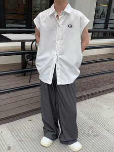 2024夏季新款金属标衬衣短袖男女设计师款高级感潮牌上衣-C0335图片
