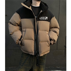 极寒保暖美式连帽大拉链羽绒棉衣加厚撞色宽松外套男H1028P158，男装棉衣，电商A341