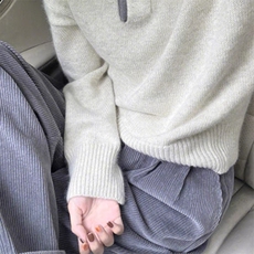 2025秋冬新款百搭时尚舒适简约翻领针织衫，女装针织衫/毛衣，秀阁羊绒