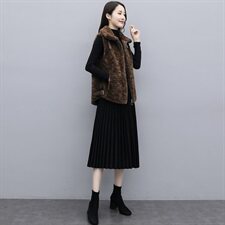 马甲女2021冬季新款韩版休闲外搭仿皮草外套时尚獭兔毛马夹上衣潮，女装皮草，素月