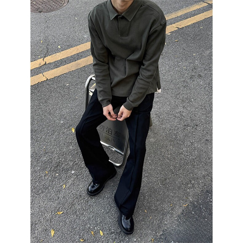 美式cleanfit立褶微喇西裤男女显高显瘦直筒垂坠感休闲裤K319-P45,男装休闲裤,星座1004-3