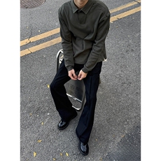 美式cleanfit立褶微喇西裤男女显高显瘦直筒垂坠感休闲裤K319-P45，男装休闲裤，星座1004-3