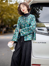 水衣源2668款新中式短款提花轻款早春羽绒服女，女装羽绒服，水衣源