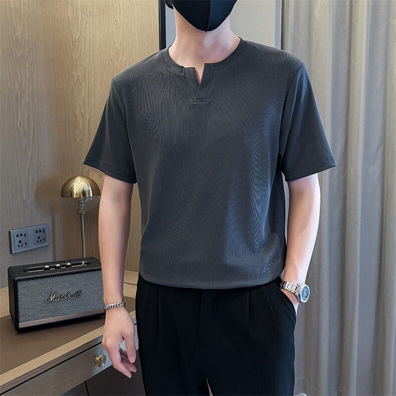 夏打底衫纯色百搭纯色圆领T恤短袖社会小伙A236-82557-特P33图片