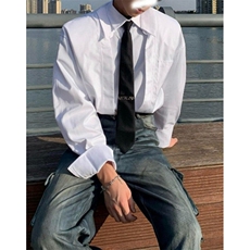 纯色春秋款衬衫小众男女高级感外套韩系百搭翻领长袖衬衣CA6702，男装衬衫，星座1116A（原606A-3）