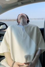 特批P25无差价夏季华夫格V领假两件短袖T恤男大码打底上衣T5087，男装T恤，电商A001-1