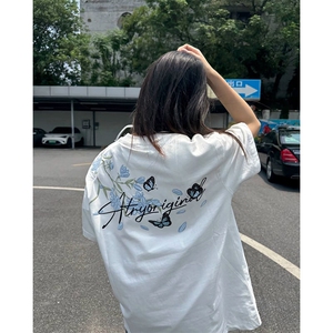万针全刺绣解构设计260克重磅双纱纯棉高品质美式高街短袖T恤特35图片