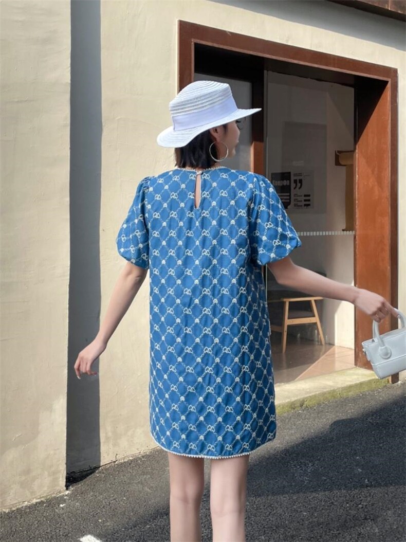 重工刺绣牛仔连衣裙，女装连衣裙，时代公主