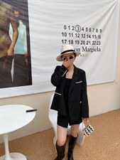 口袋珍珠西装，女装西装，HE