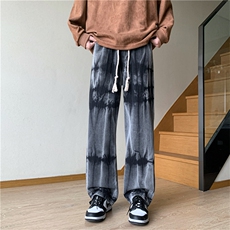 美式高街vibe宽松直筒长裤潮牌扎染渐变工装牛仔裤男K5974-P42，男装牛仔裤，星座512-2