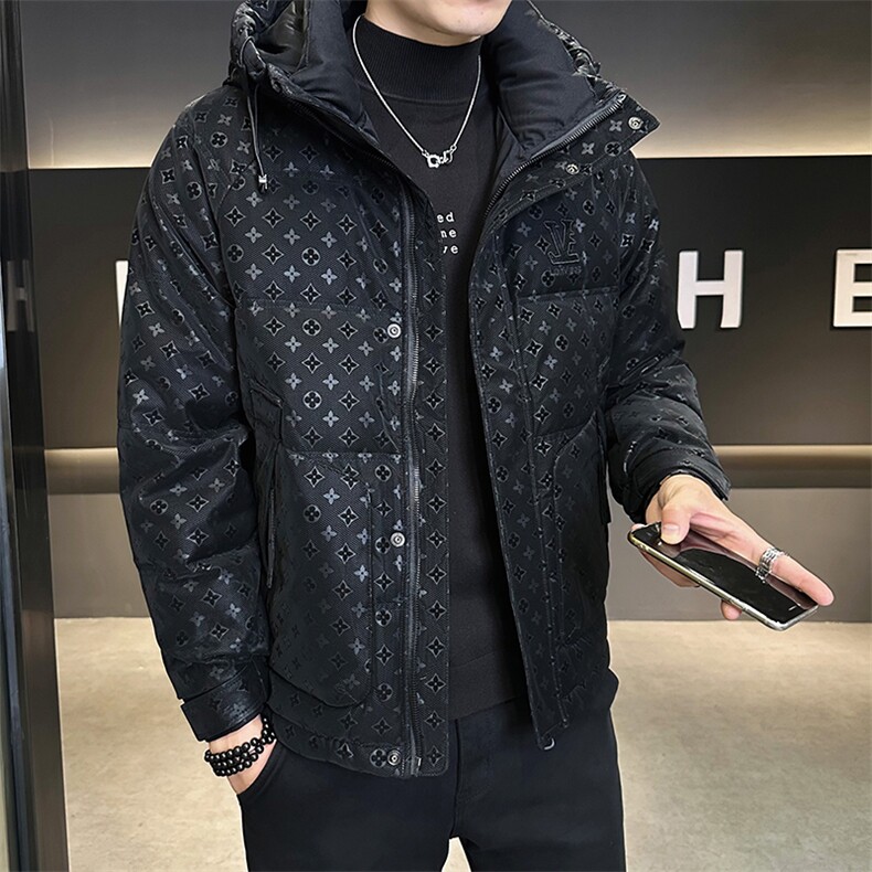 新款暗花皮羽绒服男休闲花纹外套-控劵后288A329-YR9866-P205,男装羽绒服,电商A329