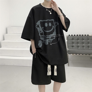 华夫格套装运动短袖t恤套装休闲两件套一套 HZ84245-P44图片