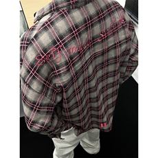 vintage美式刺绣格子衬衫短袖男痞帅高级感格纹衬衣cle，男装T恤，星座218-1（原230）