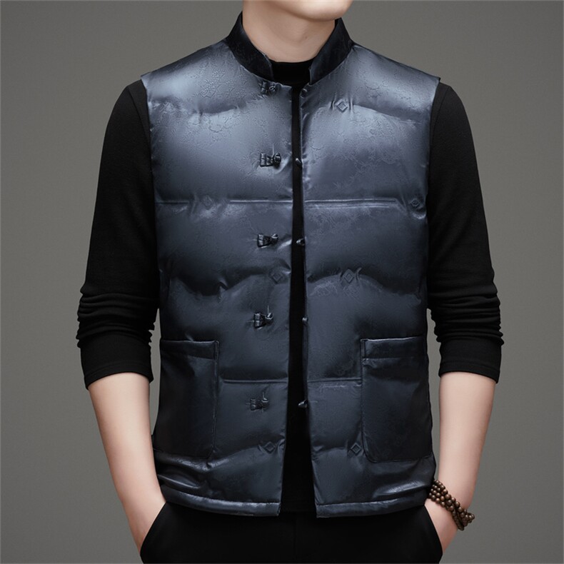 风羽绒服唐装马甲90绒羽绒服男复古盘扣中式唐装TR2816-P145,男装羽绒服,星座1105-3