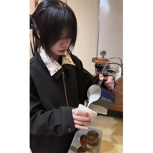 时尚新款韩系假两件花衬衫夹克男士翻领休闲外套造型师 JAK14图片