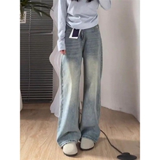 浅色阔腿牛仔裤女高腰春季女宽松显瘦梨形身材直筒裤子N7025，男装牛仔裤，星座1116A（原606A-3）