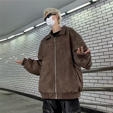 皮衣夹克男韩版潮流高街帅复古2024秋冬新款ins宽松外套W5748-P77，男装夹克，星座412-2