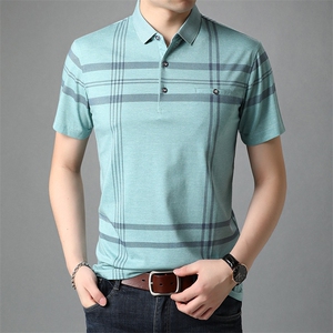 夏季新款男士翻领短袖t恤中年有领男装上衣服休闲POLO衫图片