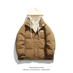 2024秋冬新款高品质印花拼接假两件连帽棉服外套 A436-2802-P150图片