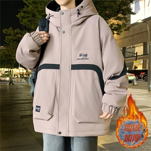 数据款秋冬季加绒加厚青少年连帽夹克男潮牌设计感外套JK8802-P75图片