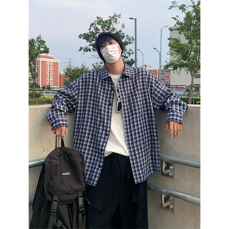格子纹高级感复古衬衫秋季设计感休闲长袖衬衫C2267-特价P32,男装衬衫,电商A007