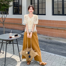 今年流行的休闲套装裤女夏2025新款超洋气欧货小香风阔腿裤两件套，女装套装/套裙，维壹