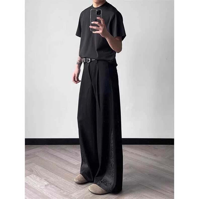 新中式复古设计西裤男直筒宽松垂感休闲西装长裤子KAA04-P48，男装西服套装，星座208-5