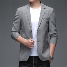 2023春季新款时尚男装西服外套商务中青年职业纽扣纯色爸爸装西装图片