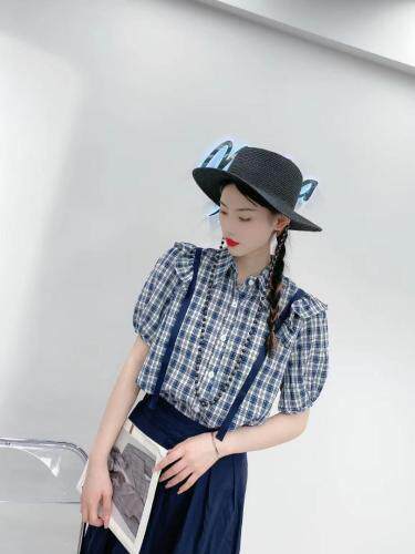夏季格子衬衫，女装衬衫，戈朴
