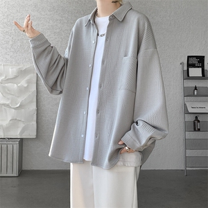 2025春季衬衫男新款港风宽松提花大码长袖衬衣CS023-P45(现货）图片