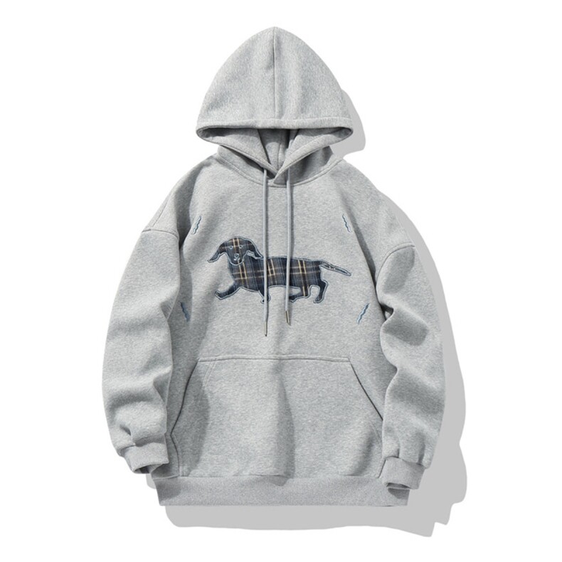 重磅400克小狗贴布刺绣连帽卫衣男秋冬季宽松上衣P63X119，男装卫衣，星座803