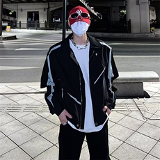 美式小众拼接外套男春秋季ins廓形宽松休闲运动夹克外套1287-P68，男装夹克，星座910-5