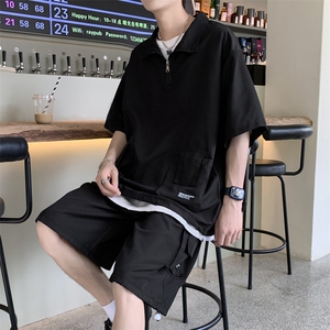 nis短袖短裤夏季休闲套装2025夏季男港风宽松T恤 XZ212-QT351-P45图片