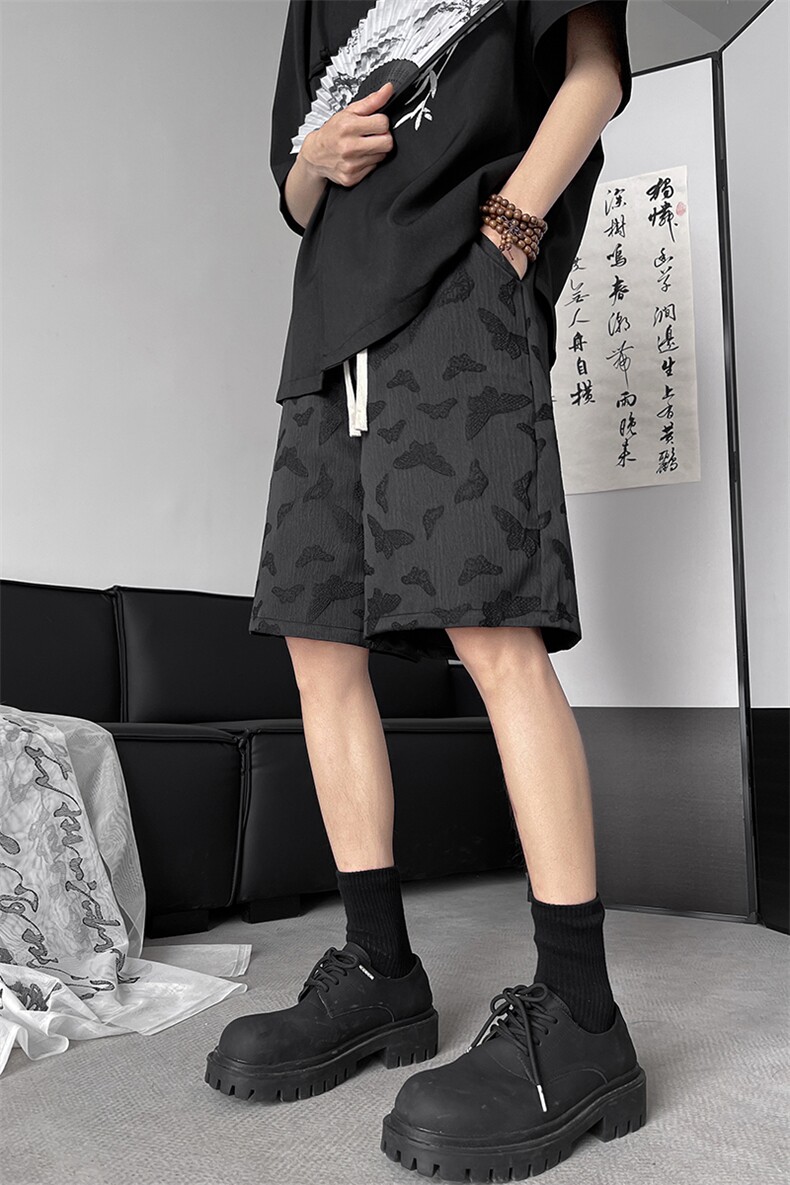 8XL-M特大码短裤男新中式风冰丝蝴蝶暗花五分裤男裤DK1533P25,男装牛仔裤,电商D206-1
